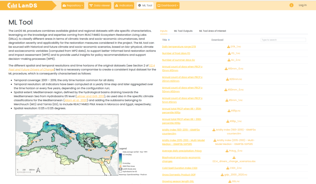 ML Tool page